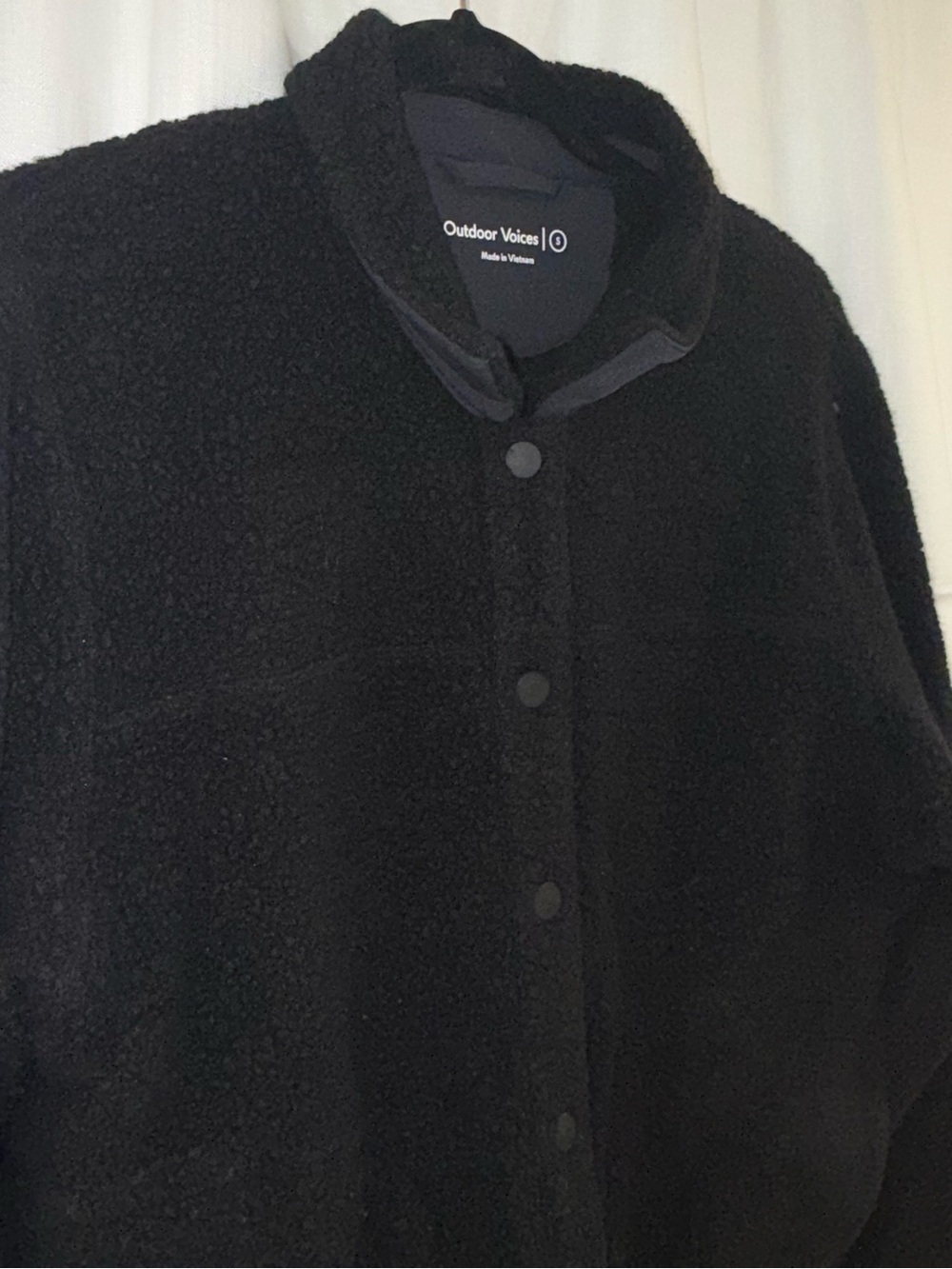 Outdoor Voices Black Plush Sherpa Snap Jacket Women’s Size Small - Picture 6 of 8